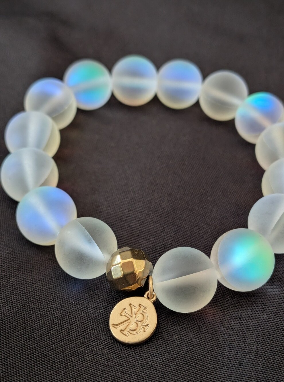 Luminous Frosted Mermaid Glass Synthetic Moonstone Bracelet By Karli Buxton